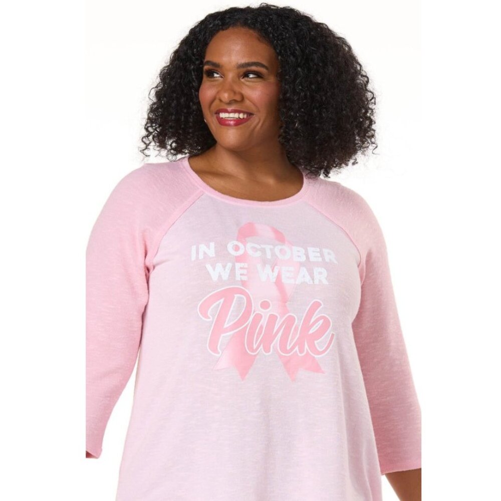 Cato Breast Cancer Awareness In October We Wear Pink Raglan - 18/20 - Picture 3 of 8